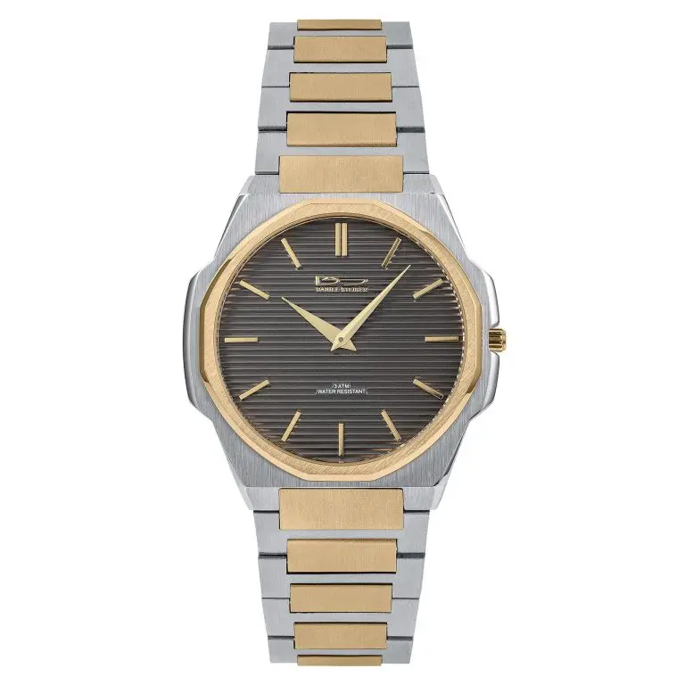 Daniel Steiger Delta Slimline Men's Watch | Stainless Steel with Gold Finish Accents | Ultra-Slim Profile | Textured Dial