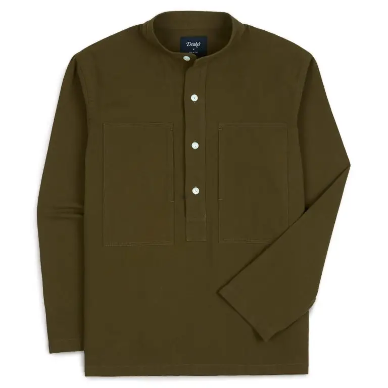 Mandarin collar popover shirt