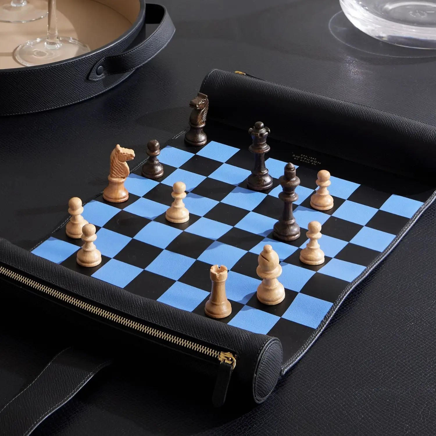 Smythson panama leather chess set