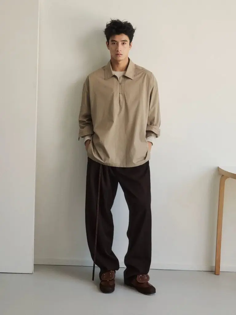 South Studio Brushed cotton popover shirt