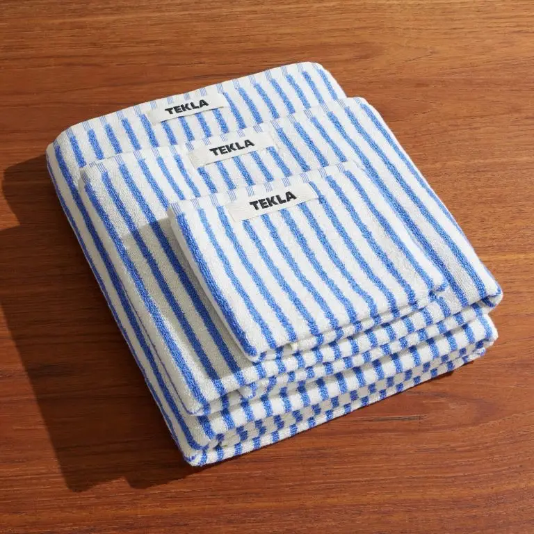 TEKLA - Set of Three Logo-Appliquéd Striped Organic Cotton-Terry Towels - Men - Blue
