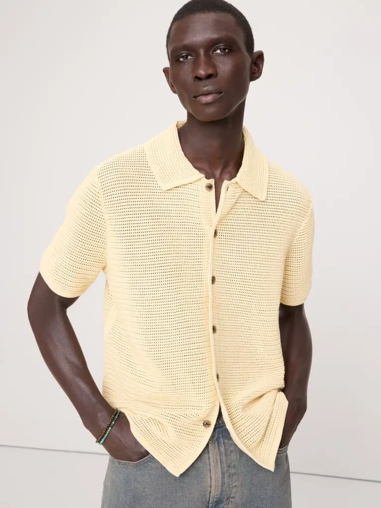 Mesh cardigan polo