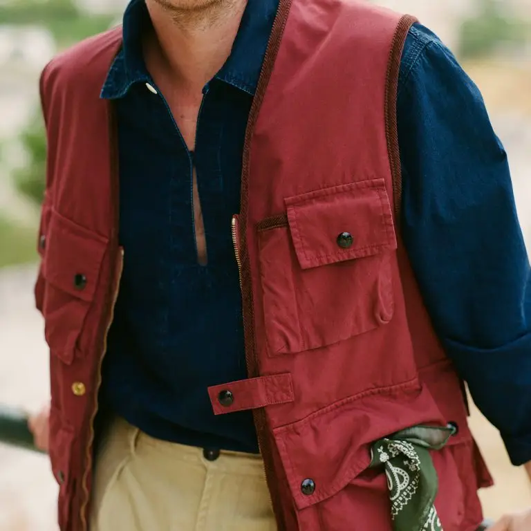 Washed cotton safari vest