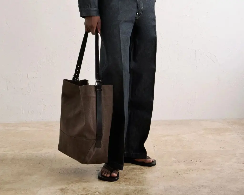 Lemaire leather trimmed tote bag environmental