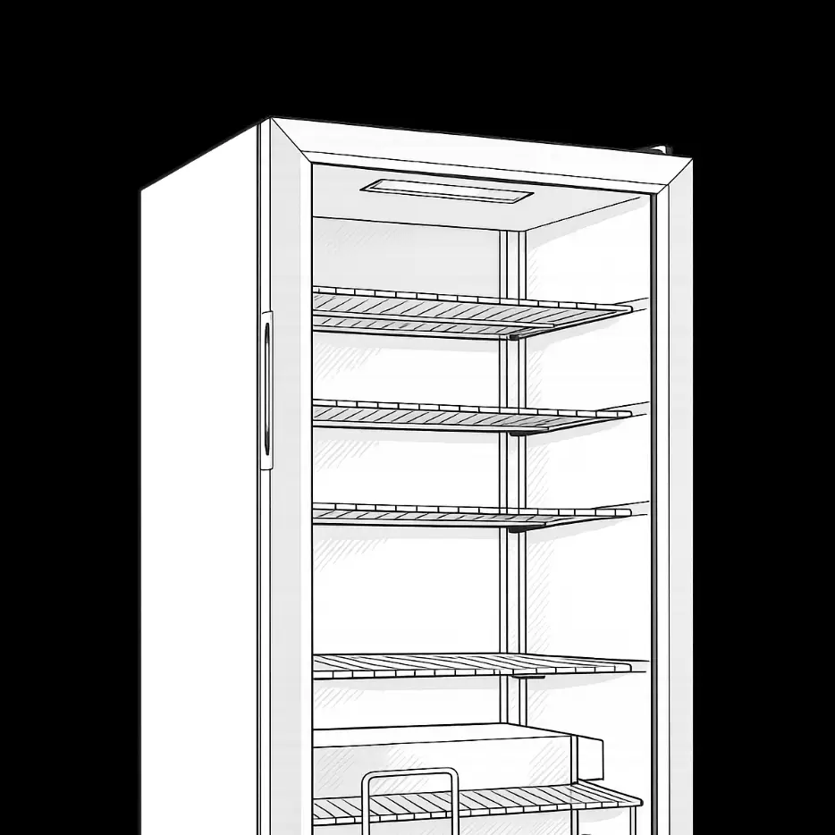 Small glass front refrigerator illustration
