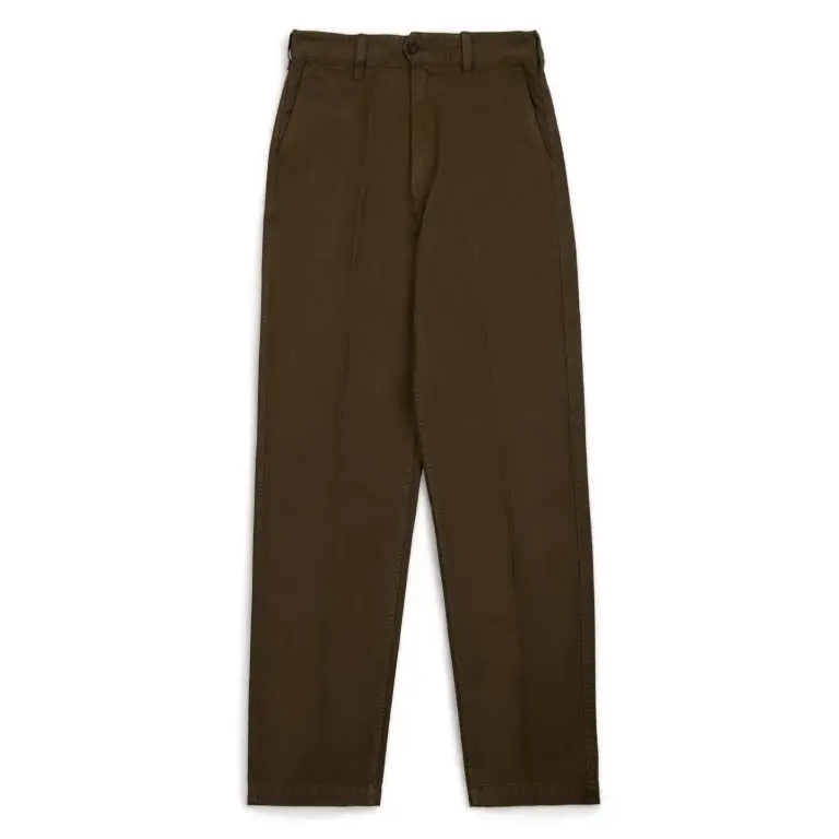 Brown Heavy Cotton Flat Front Chino