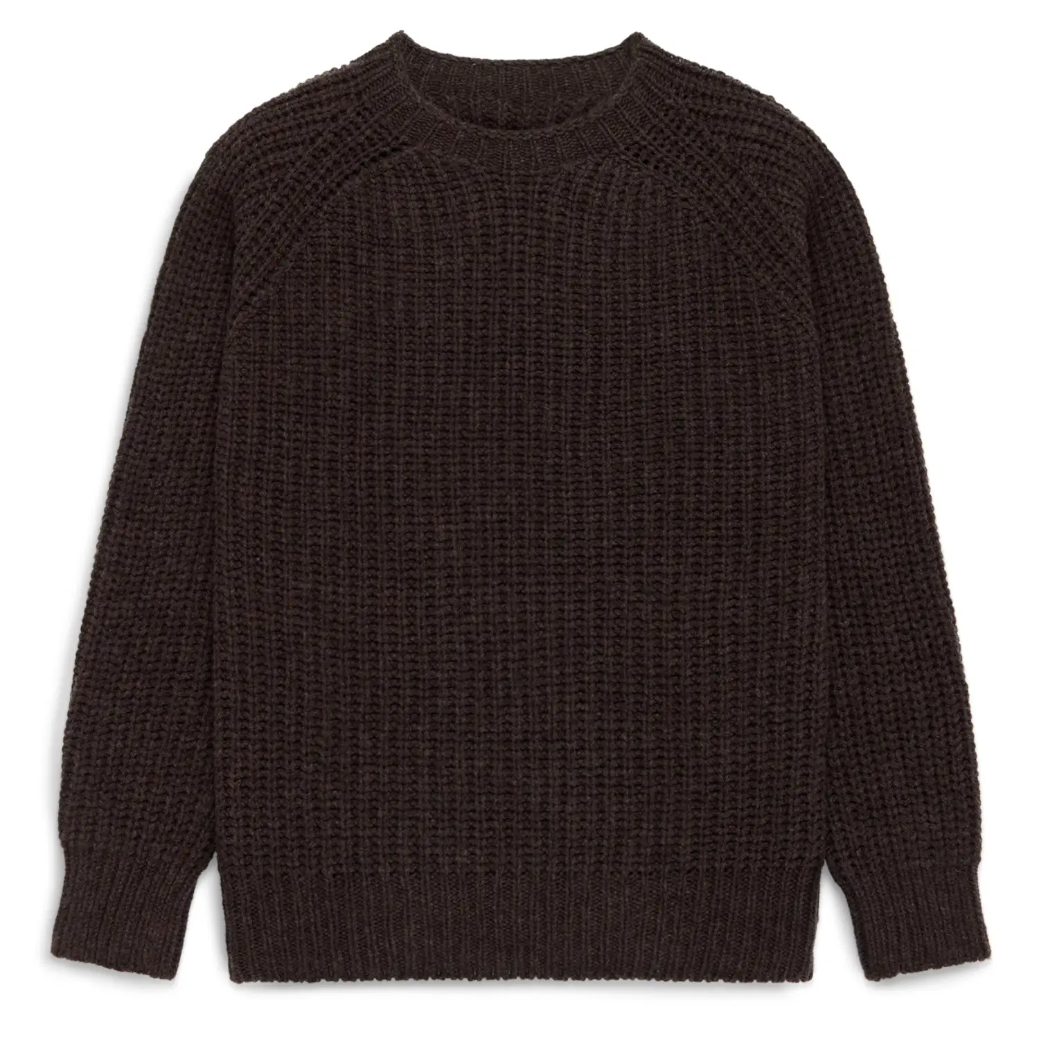 J press made in scotland dark brown lambswool shaker stitch crew neck sweater 1