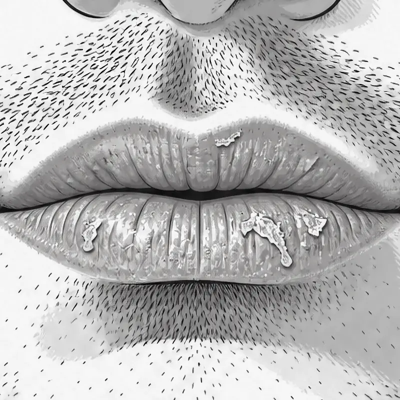 Men's chapped lips illustration