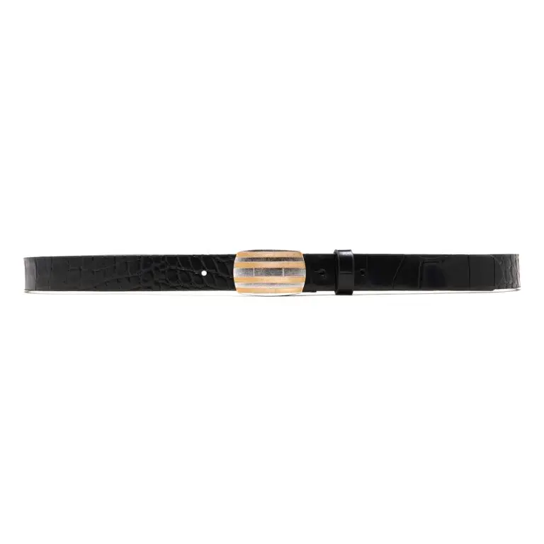 Embossed plaque buckle belt