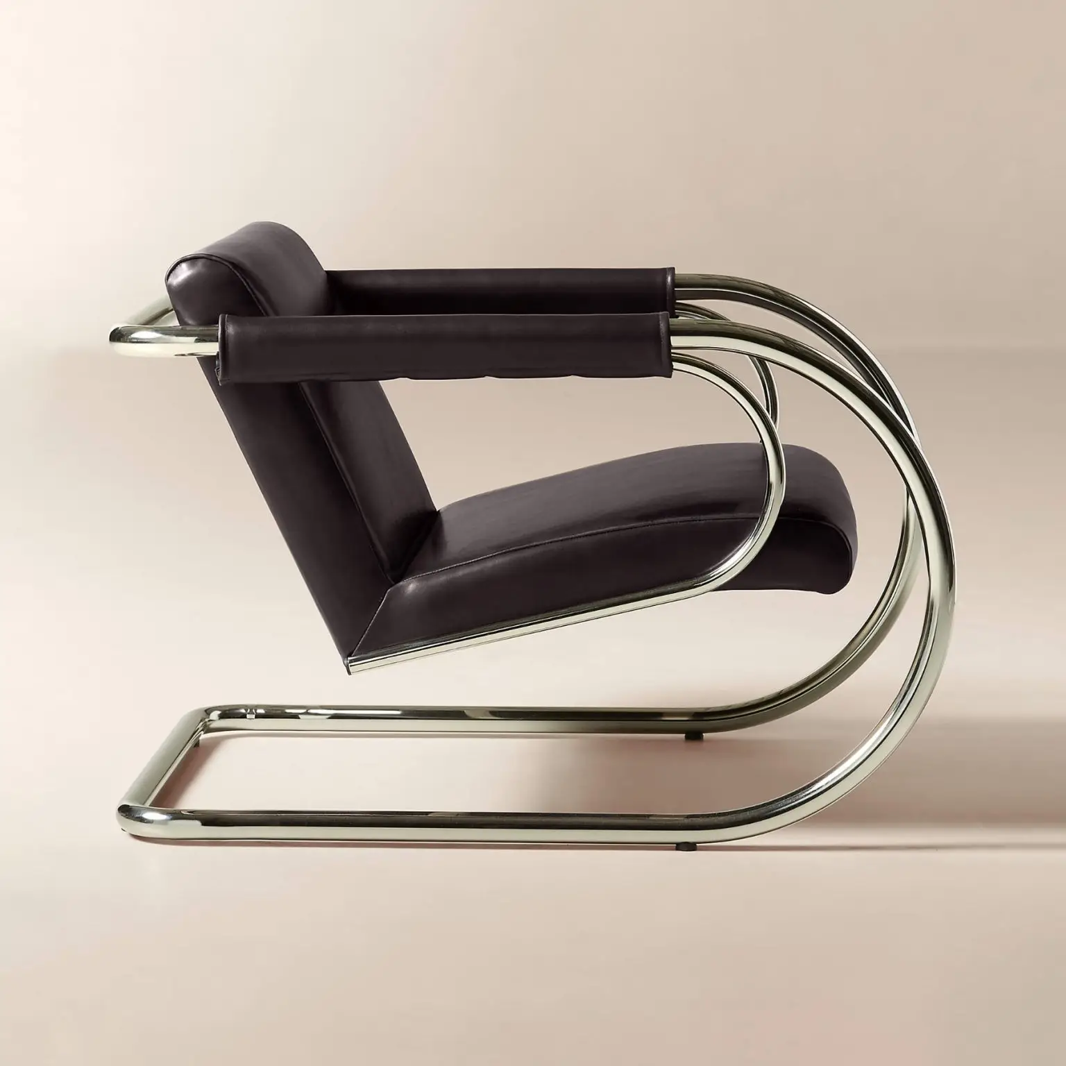 Cb2 loop chocolate leather chair set of 2 1