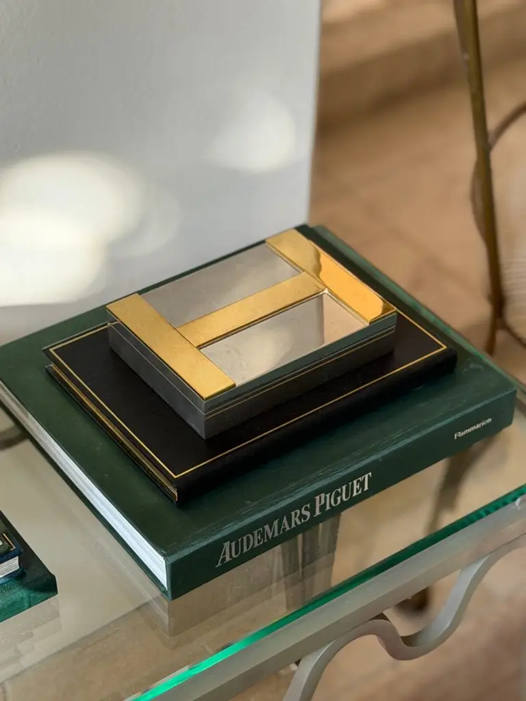 Hermes Silver plate and brass H cedar-lined box