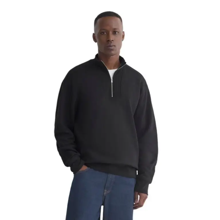 Lightweight terry zip pullover