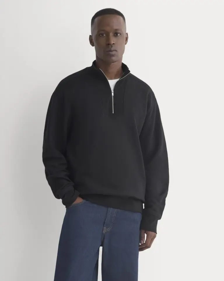 Lightweight terry zip pullover