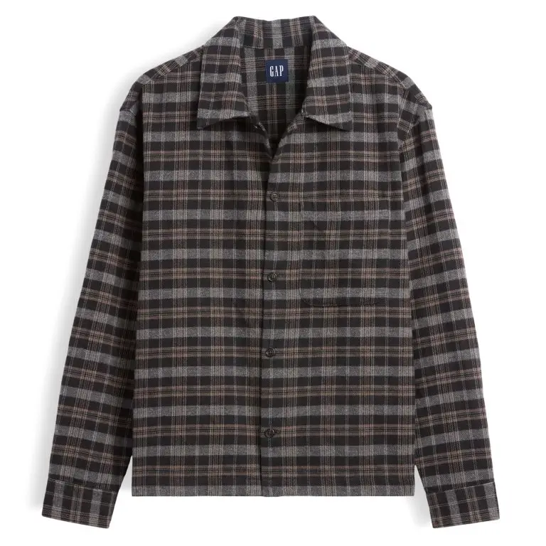 Relaxed straight-hem flannel shirt
