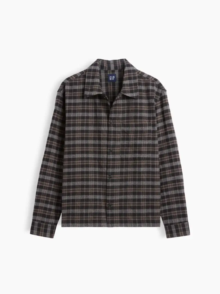 Relaxed Straight-Hem flannel shirt