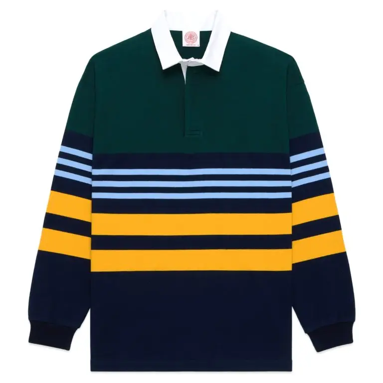 Made-in-U.S.A. multi-stripe cotton rugby