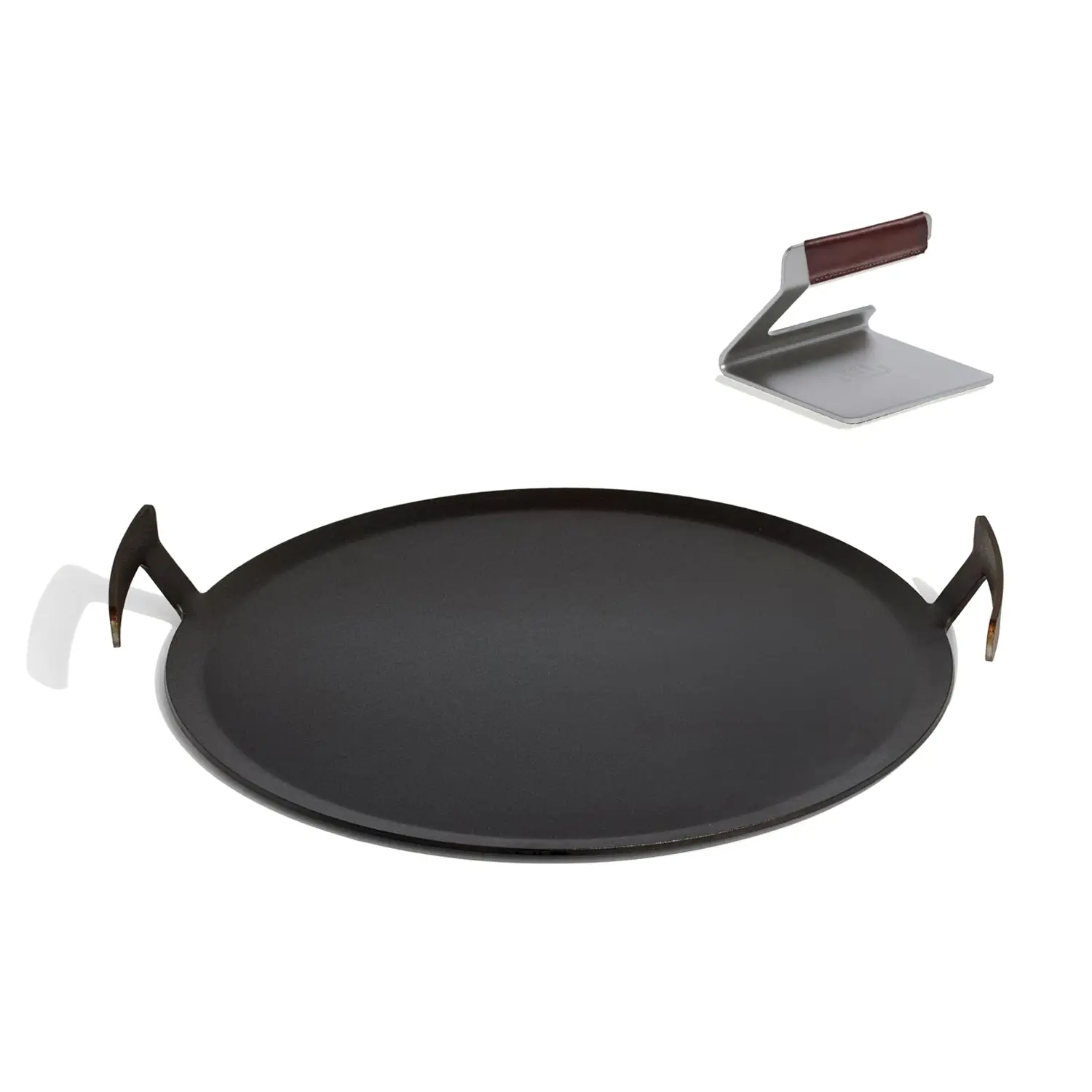 Made in round carbon steel griddle set 1