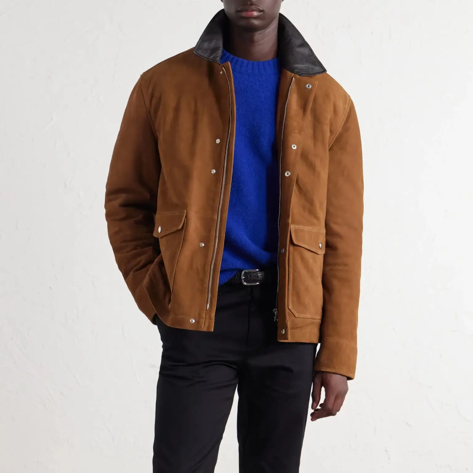 Mr p leather trimmed suede jacket 1