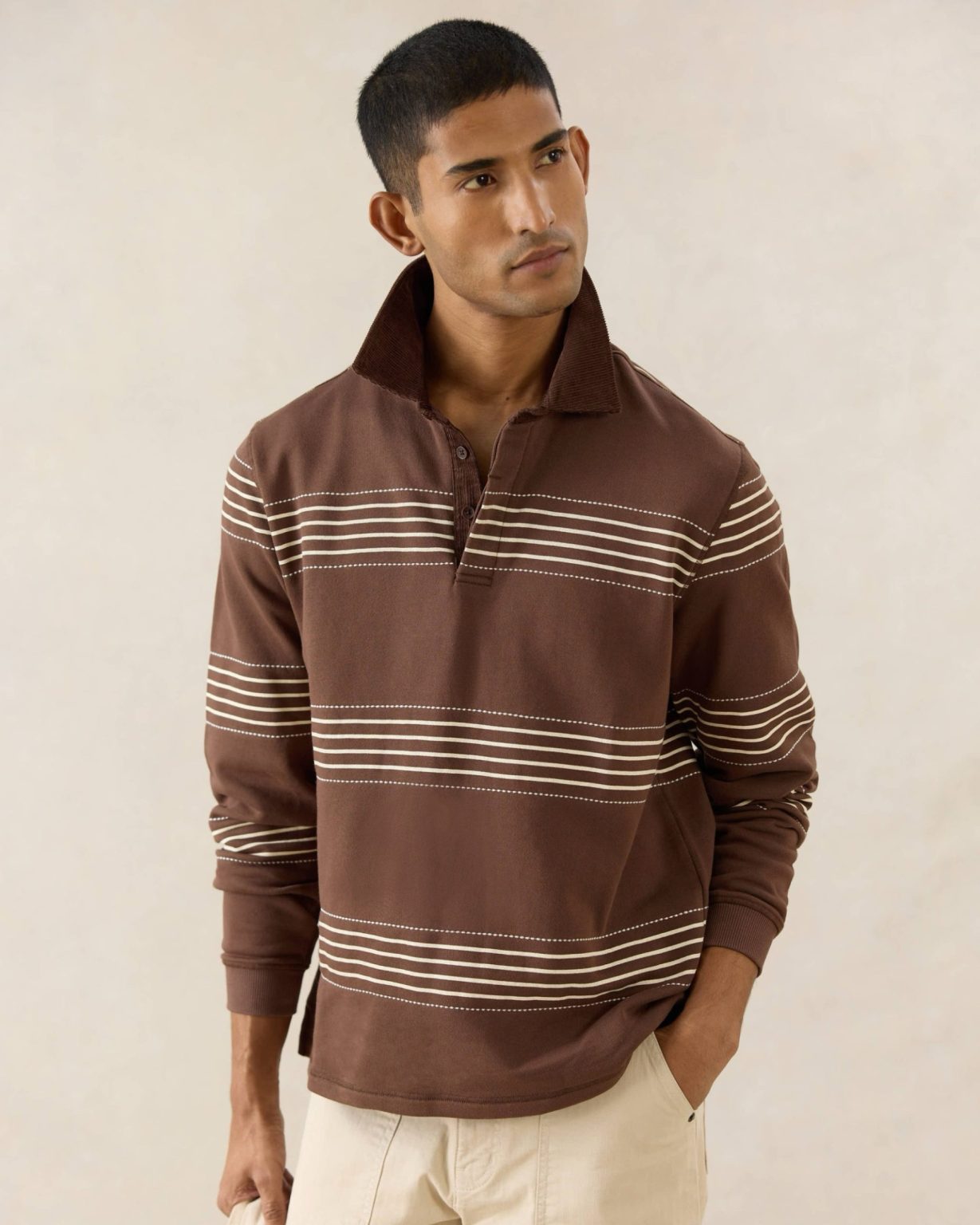Percival editor striped rugby polo