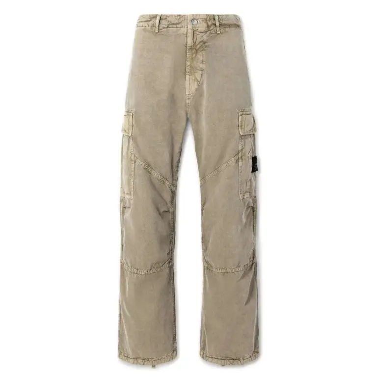 Stone Island - Wide-Leg Garment and Mineral-Dyed Panama Cotton and Lyocell-Blend Cargo Trousers - Men - Green - UK/US 32