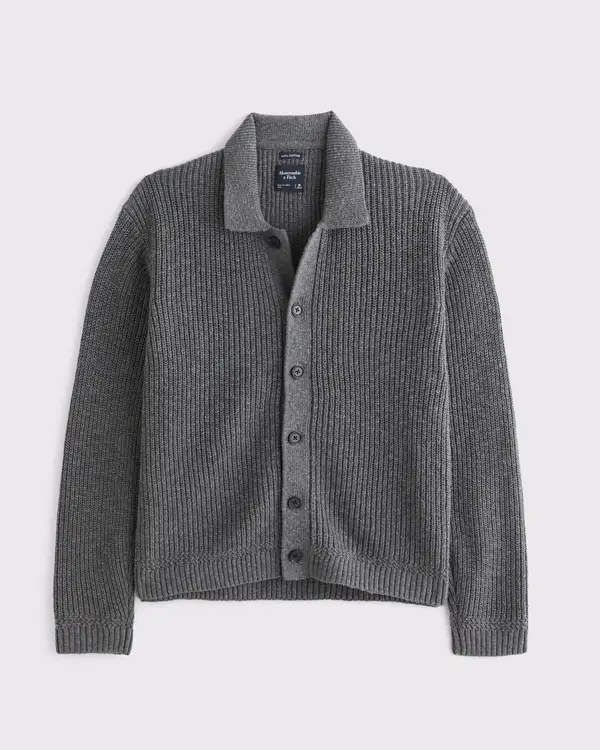 100% cotton collared cardigan