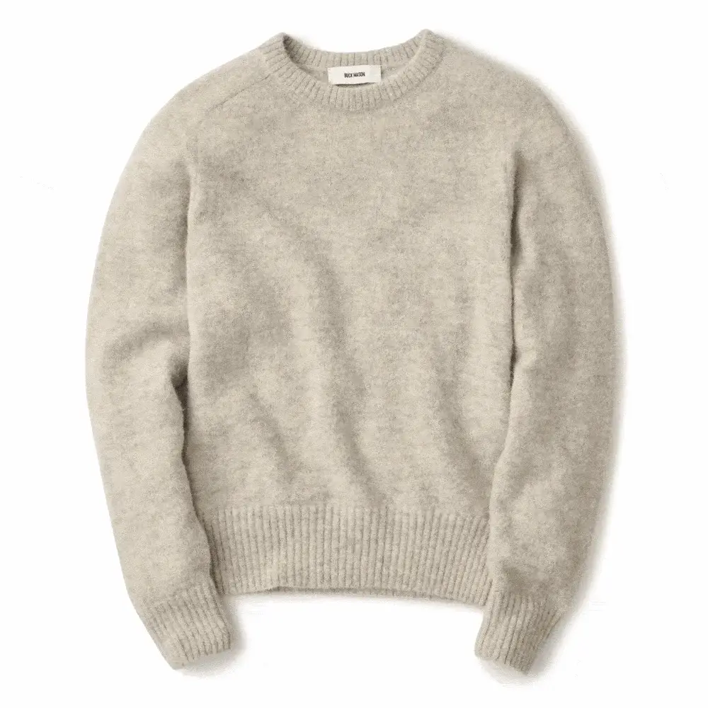 Buck mason natural shaggy alpaca saddle sweater