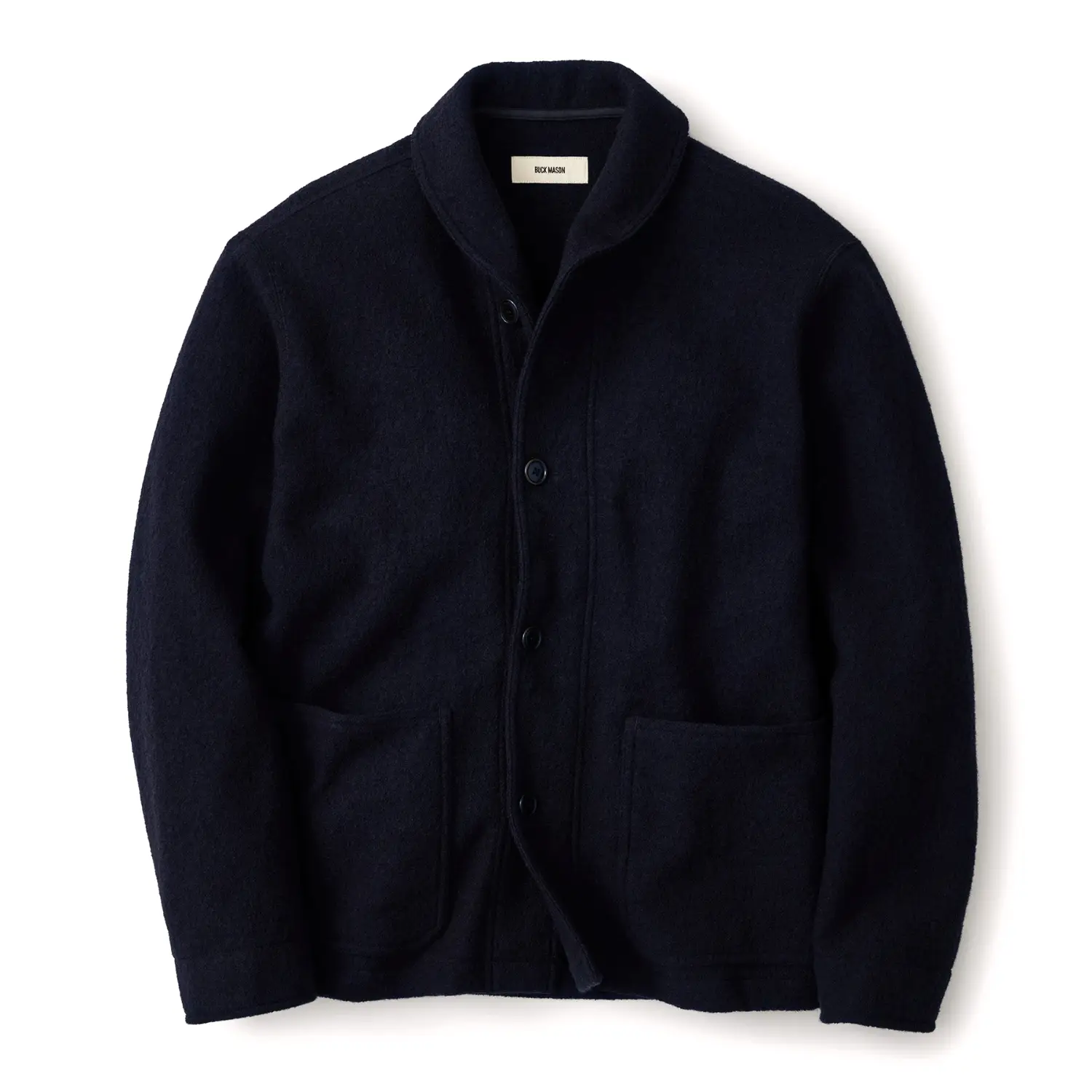 Buck mason navy felted shawl coat 1
