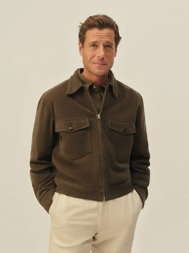 Olive Bark Italian Doeskin Station jacket