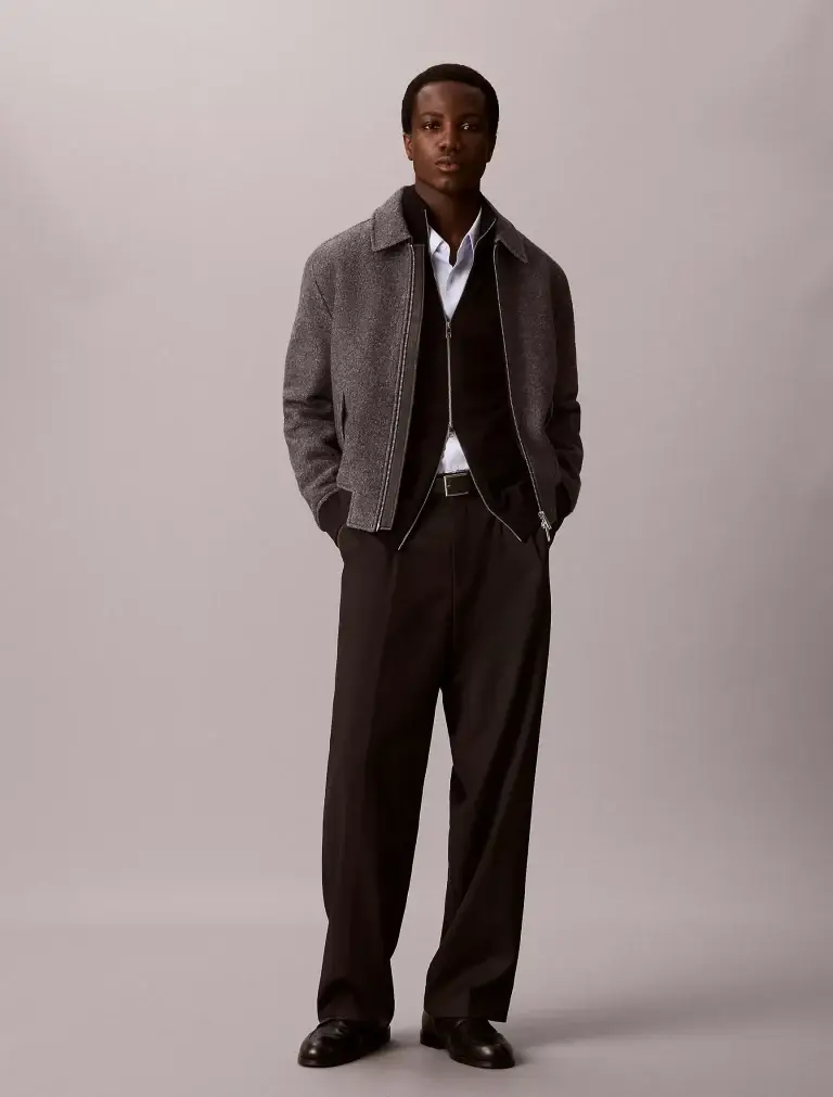 Melange wool Blend boucle bomber jacket