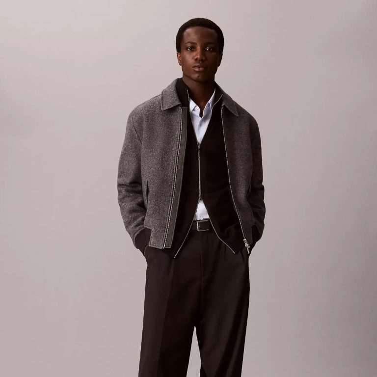 Melange boucle bomber jacket