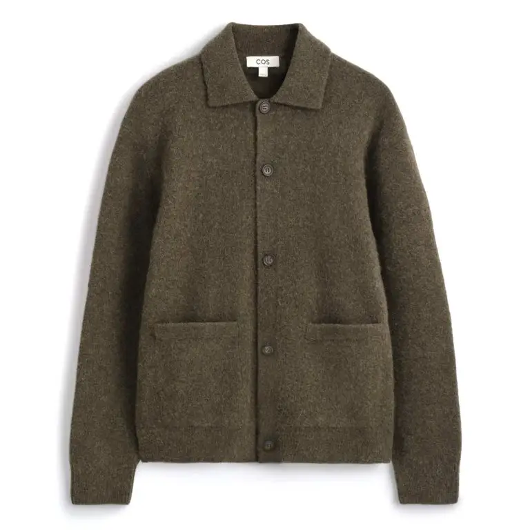 Textured collared cardigan