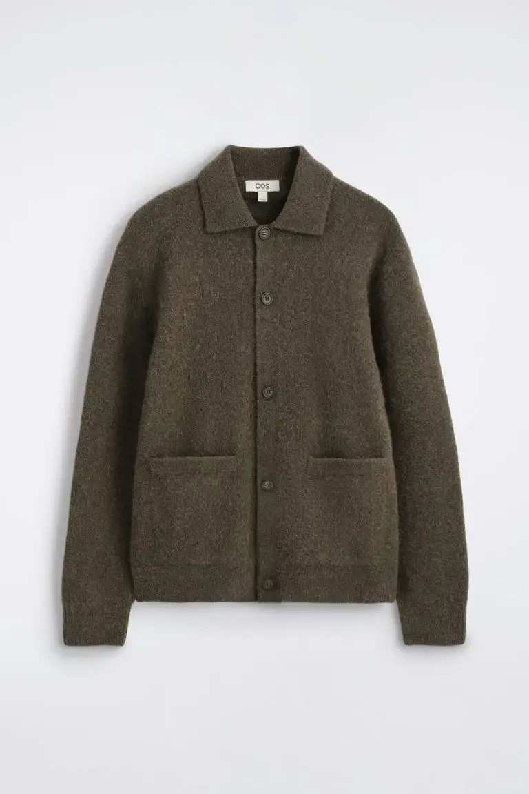 Textured collared cardigan