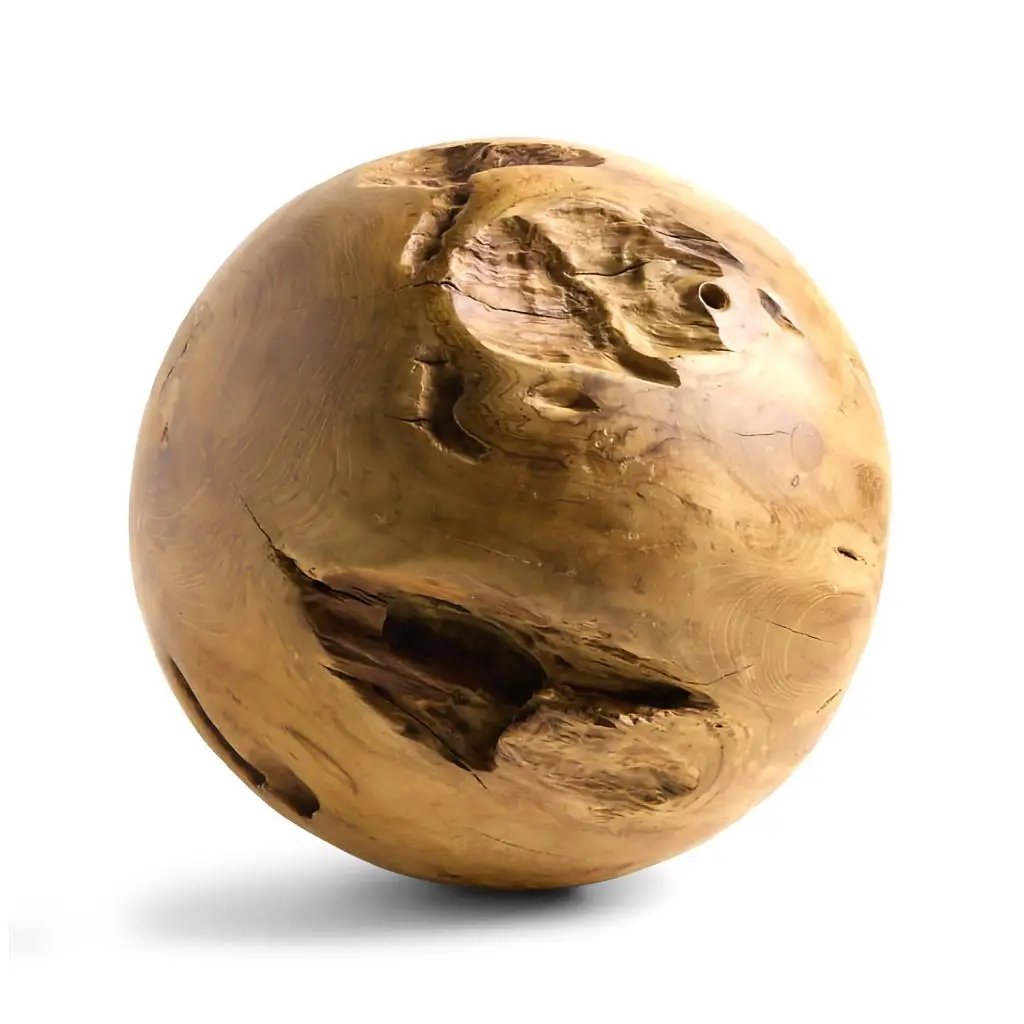 Crate barrel teak wood sphere 1