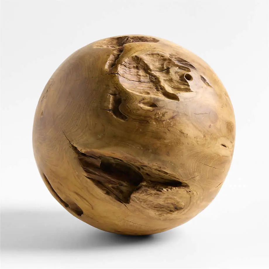 Crate barrel teak wood sphere