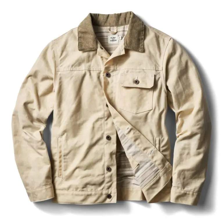 Flint and Tinder Flannel-lined waxed trucker jacket