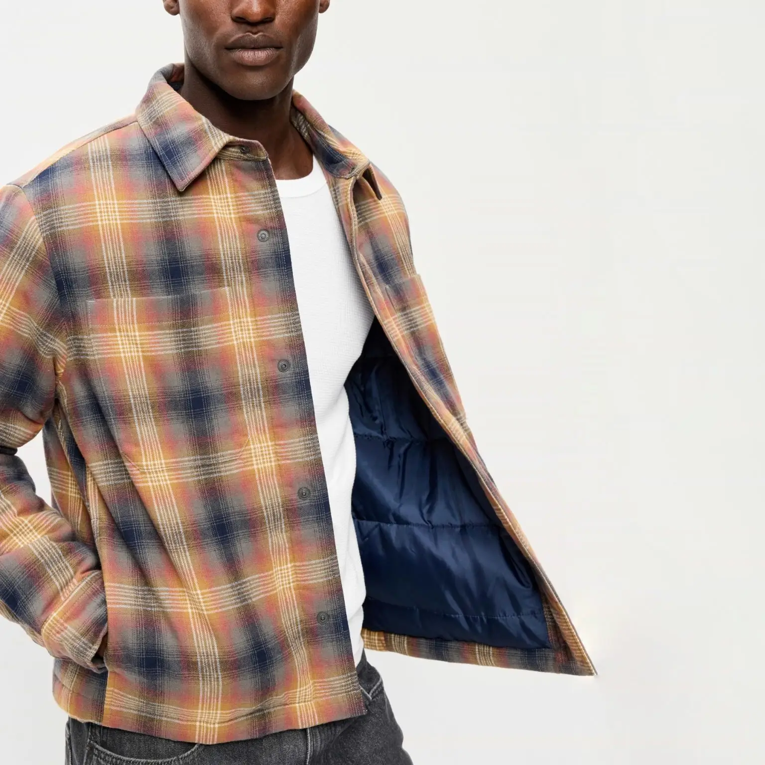Gap cropped insulated flannel shacket 1