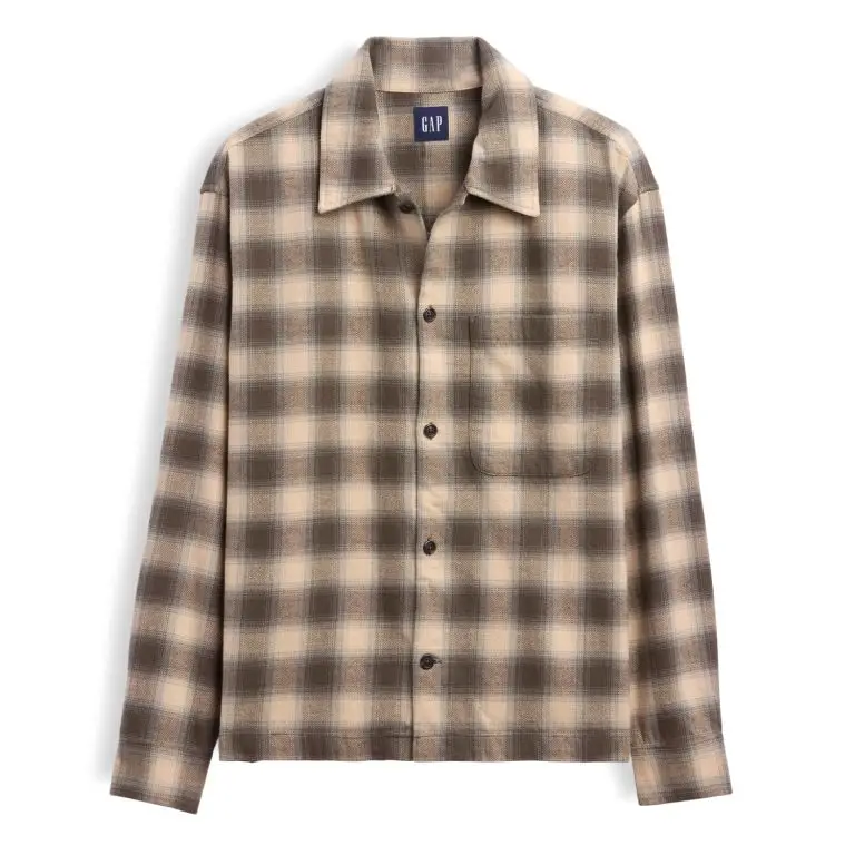 Gap relaxed straight hem flannel shirt 1
