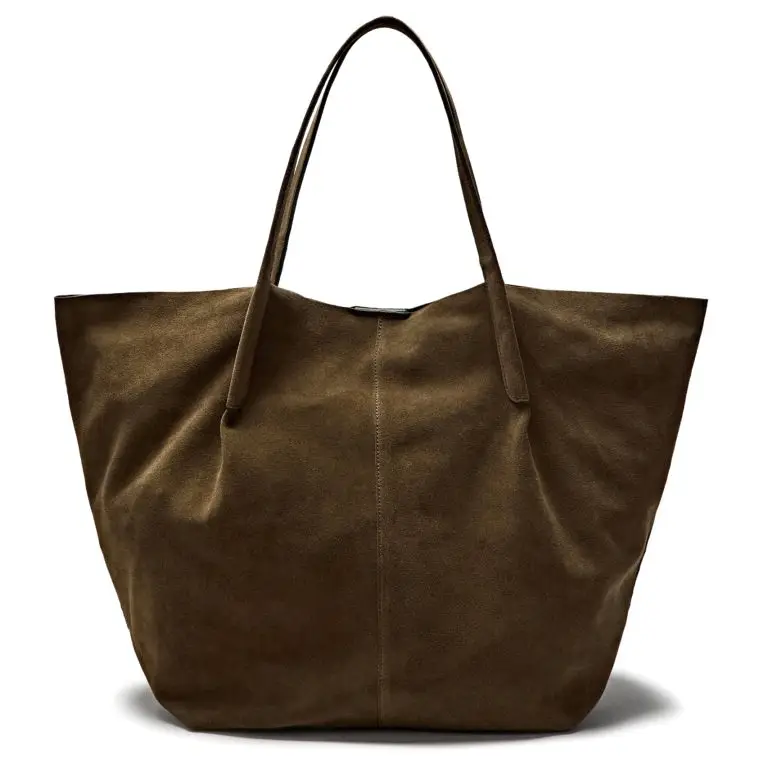 Split suede leather tote bag