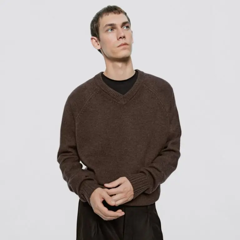 V-neck knit sweater