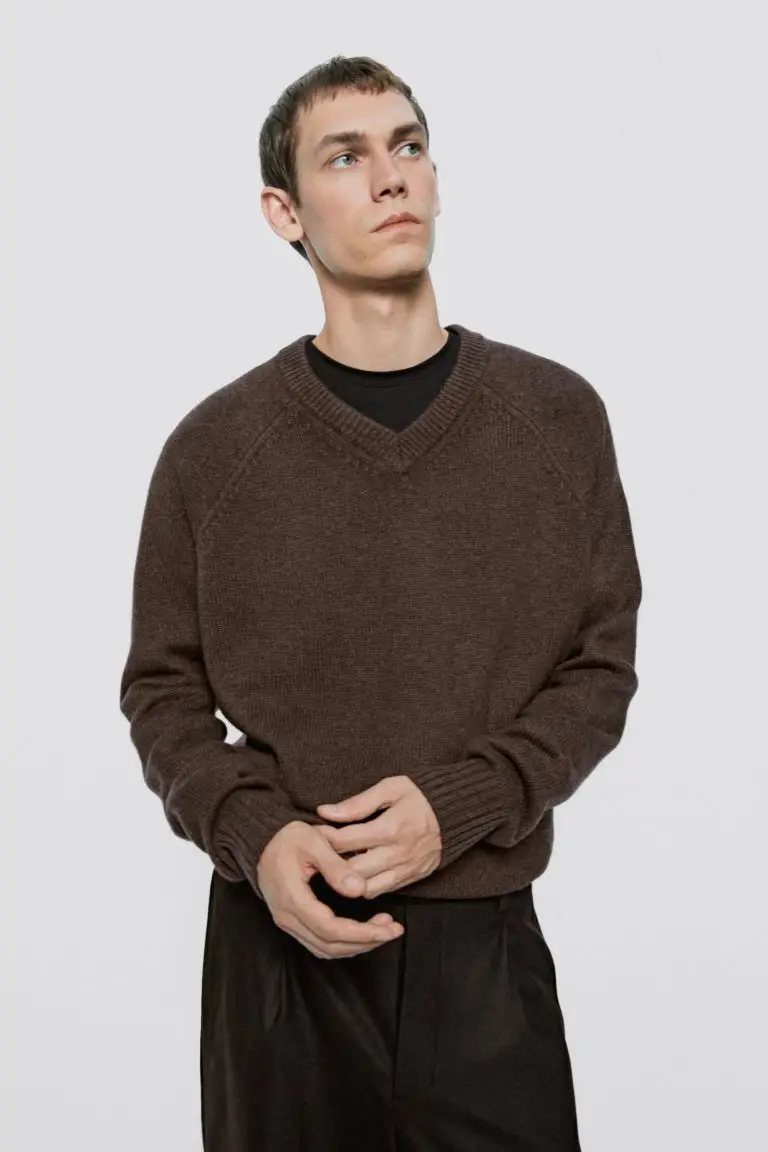 V-neck knit sweater