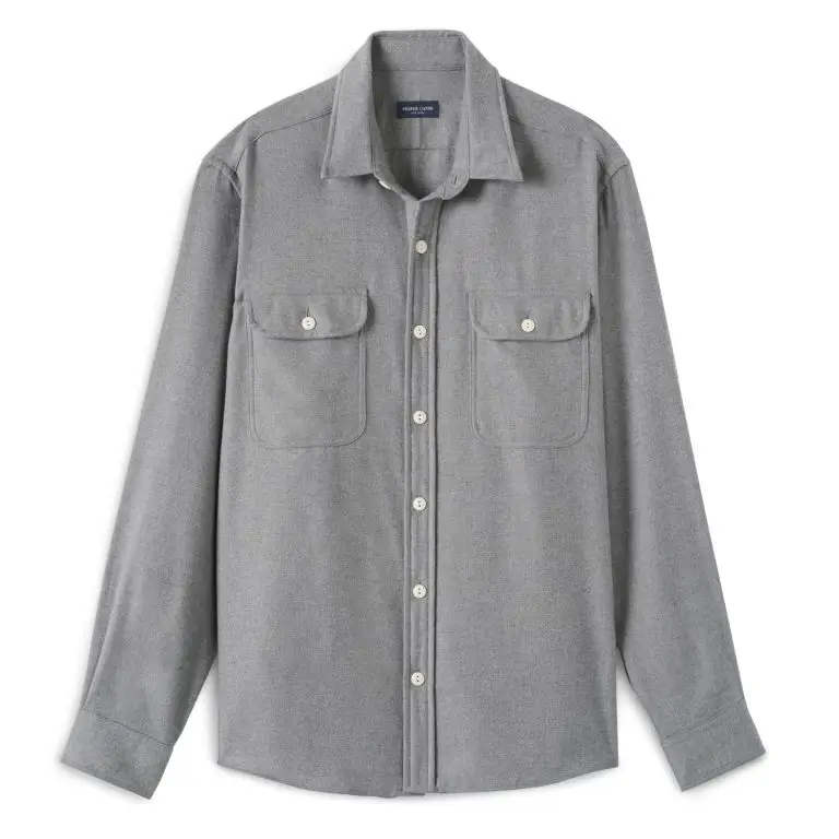 Cotton-cashmere Italian flannel chamois shirt