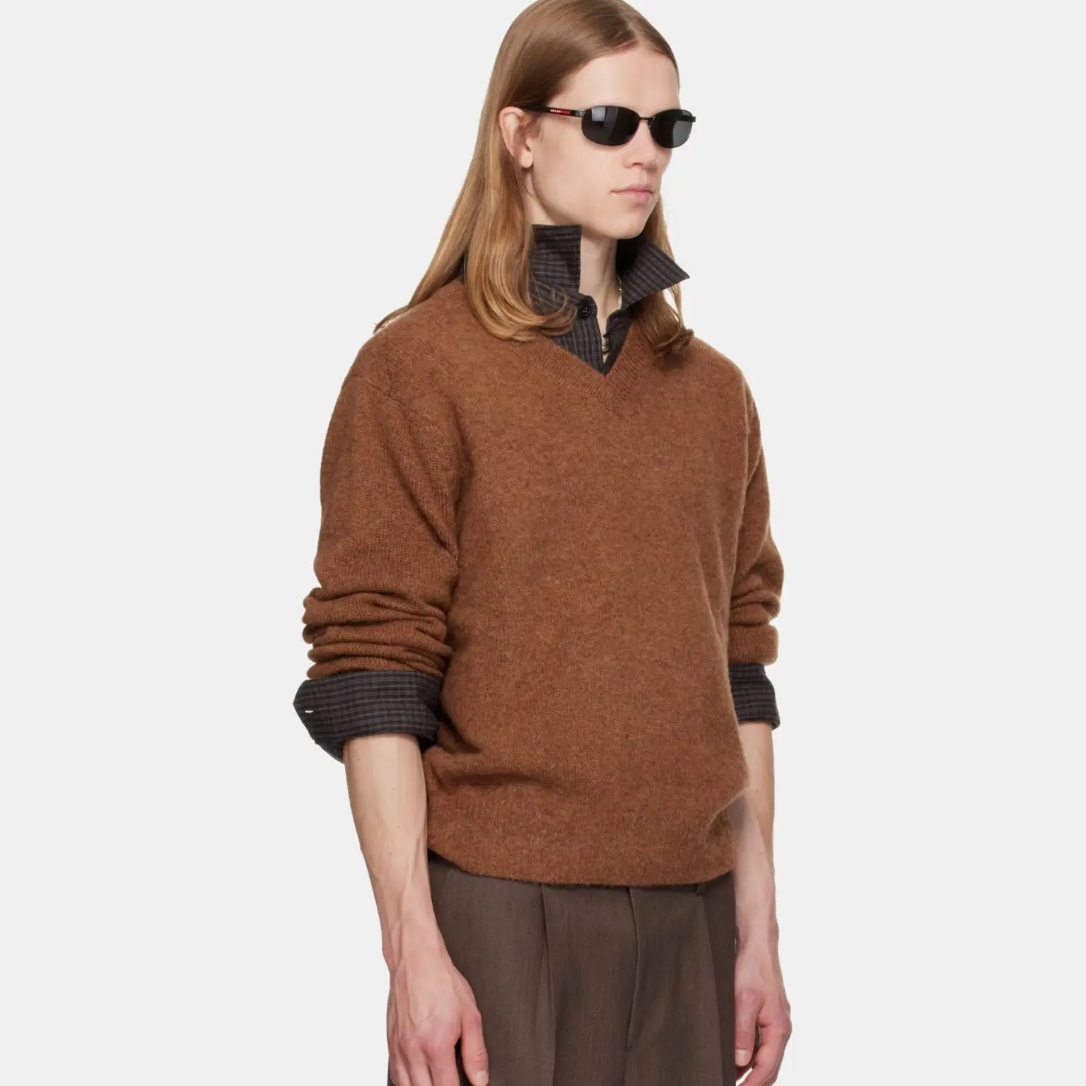 Tonywack brushed shaggy dog v neck sweater 1