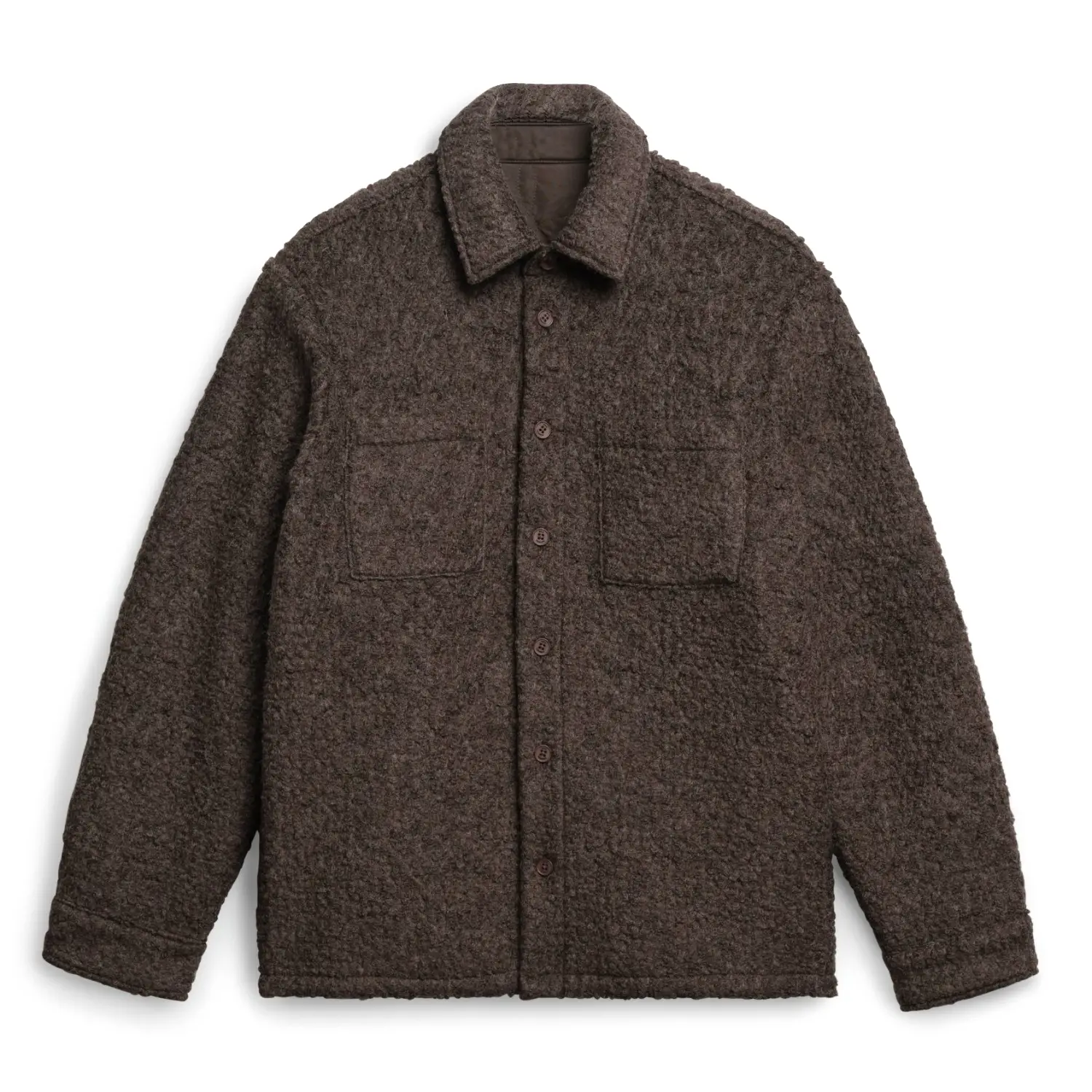 Wax london mount reversible boucle wool overshirt 1
