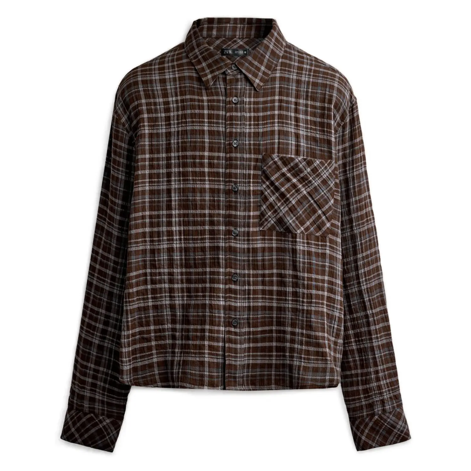 Zara cropped plaid shirt 1