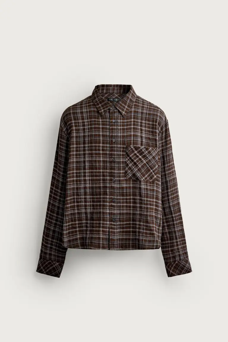 Cropped plaid shirt